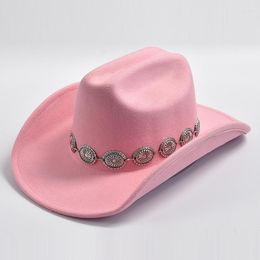 Berets Pink Cowboy Hat For Women's Po Props Cowgirl Jazz Hats Party Dress Cap Sombrero Hombre