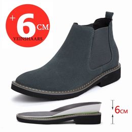 Boots Men Boots Comfortable Elevator Shoes Height Boots Heightening Man Increase Insole 6CM Slip-On Suede Ankle Boots Chelsea Boots 230830