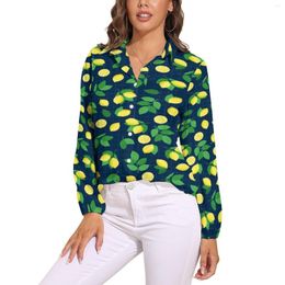 Women's Blouses Fruit Pattern Blouse Lemon Life Print Cool Graphic Female Long-Sleeve Street Fashion Shirt Spring Oversize Top