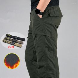 Men's Pants Cargo Winter Double Layer Thick Warm Fleece Casual Cotton Rip-Stop Army Military Tactical Baggy Trousers