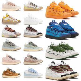 Luxury designer shoes mens Shoes Leather Curb Sneakers Womens shoes Lace-up Extraordinary Embossed Trainers Calfskin Rubber Nappa Platformsole sneakers womens