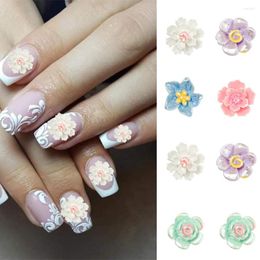 Nail Art Decorations 20Pcs Resin Flower Charm 10MM Flatback Jewelry Parts 3D White Lotus/Green Rose/Violet Flowers Decal Manicure Decoration