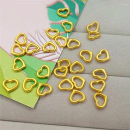 Loose Gemstones 1pcs Pure 999 24K Yellow Gold Bead DIY Bracelet Ring Necklace Lucky 3D Hollow Heart Small Pendant About 0.1g