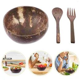 Dinnerware Sets Wooden Utensils Eating Coconut Shell Bowl Salad High Capacity Storage Fruit