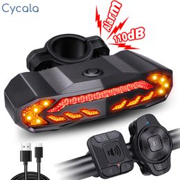 Bike Lights Cycala Bicycle Rear Light Alarm Waterproof Rechargeable Scooter Turn Signal Warning Lamp Auto Brake 230830