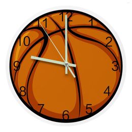 Wall Clocks Basketball Large Round Luminous Needles Clock Decor Room Hanging Ornaments Decoration Silent