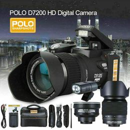 Camcorders POLO D7200 HD Digital Professional Camera 24X Telep o Wide angle Micro Single Lithium Battery Three Lens Outdoor video 230830