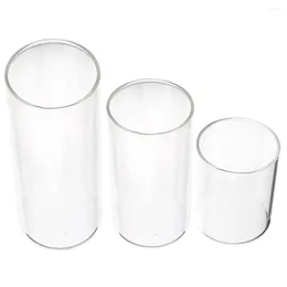 Candle Holders 3 Pcs Glass Cup Clear Shades Wedding Decor Desktop Covers Home Decorative Cylinder Table