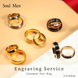 Wedding Rings Classic Wedding Bands Anniversary Gold Plated Jewelry Engagement Tungsten Rings For Couples Engrave Your Name 4mm/6mm/8mm 230831