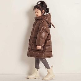 Down Coat Winter Girls' Jacket Solid Color Comfortable Mid-length Over-the-knee Trend Little Girl Children's Warm Clothing