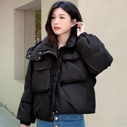 Women's Trench Coats Fashion Winter Short Parkas Woman 2023 Loose Korean Style Cold Coat Hooded Oversize Thcik Warm Zipper Jacket