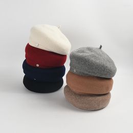 Berets High-quality Women's Autumn And Winter Wool Beret Cap Fashion Versatile Warm Big Head Show Face Small Painter Hat
