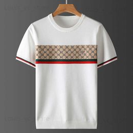 Men's T-Shirts Autumn Half Sleeve Sweater Men's Knitwear Short Sleeve T-shirt Bee Trend Jacquard Embroidery Casual Top T230831