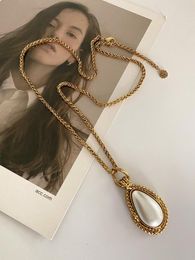 Pendant Necklaces European And American Vintage Brass Necklace Sweater Chain