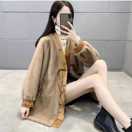 OC000220# Yüksek kaliteli kadın kazak taklit vizon kürk hardigan entegre anne ceket kış çevre dostu ceket
