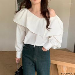 Women's Blouses Off Shoulder Tops Design Woman 2023 Autumn Long Sleeve Casual Japan Girls Striped Ruffles Retro Vintage Blouse Shirts