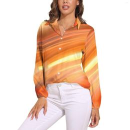 Women's Blouses Sunset Light Print Blouse Long-Sleeve Abstract Art Pretty Female Street Wear Oversize Shirt Graphic Top Birthday Present