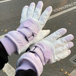 Gloves for women in winter can touch screen cycling windproof and winterproof points with wool thickened waterproof and non-slip warm winter