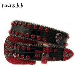 Belts Punk Y2K Western Red s Belts For Men Casual Diamond Bling Studded Belts Cinturones Para Hombre Sintirones Mujer 230831