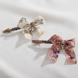 Hair Clips Chimaera Printed Chiffon Bow Barrettes Knotted Hairpin For Women Girls Korean Pastoral Style Accessories