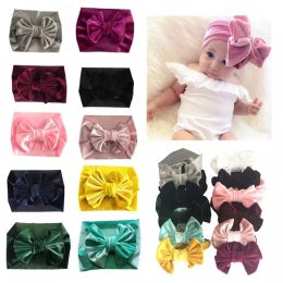 New Golden Velvet Baby Headband Turban Big Bowknot Baby Girl Headbands For Newborn Bow Hair Band Children Kids Head Wrap Hair Accessories