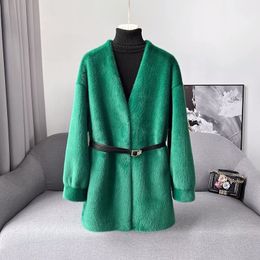 Women's Winter Coat Velvet Imitation Mink Skin Women's Mid Length Fur Integrated Eco-friendly Fur Customised