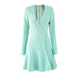 Casual Dresses And Winter Autumn 2023 High Quality Swing Dress V-Neck Long Sleeve Draping Elegant Women's