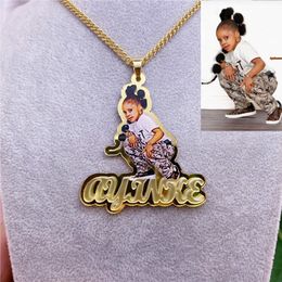 Jewellery Custom Name Picture Necklace for Kids Personalised Acrylic Pendent Necklace Custome Memory Jewellery for Women Christmas Gift 230830