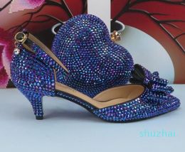 Sandals Blue Purple Bridals Shoe Bag Pointed Toe Woman Sling Back Buckle Party Shoes Fashion High Heel Summer Female