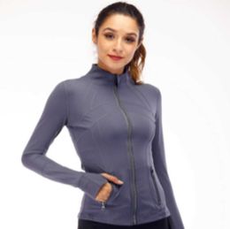 LU-088 2023 Yoga Jacket Women's Define Workout Sport Coat Fitness Sports Quick Dry Activewear Top Solid Zip Up Sweatshirt Sportwear Thin and dry quickly