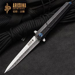 Titanium alloy Horizontal Folding knife Automatic Pocket knives EDC Tools Outdoor camping survival knives