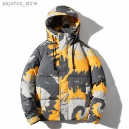 Men's Down Parkas Men's Winter Hooded Down Jackets Thickened Thermal Duck Down Coat Camouflage Parkas Overcoat Outerwear for Male Q230831
