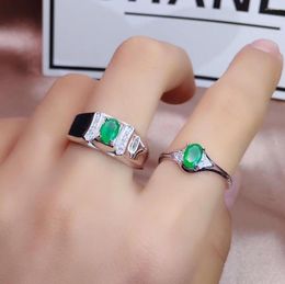 Cluster Rings Fashion Couple Ring : Green Emerald For Women Men Jewellery Natural Gem Real 925 Silver Good Colour Valentine Anniversary