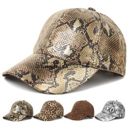 Stingy Brim Hats Men Women High Quality Snake Skin Print Leather Dad Hat Baseball Cap Adjustable Classic Sport Leopard Print Outdoor Bone Hat J230831