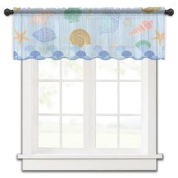 Curtain Ocean Shell Starfish Tulle Kitchen Small Window Valance Sheer Short Bedroom Living Room Home Decor Voile Drapes