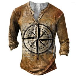 Men's T Shirts Men Personality Fashoin Long Sleeve V Collar Vintage Shirt Sport Casual Fitness .