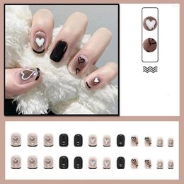 False Nails 24pcs/box Sweet Style French Love Fake Wearable Manicure Full Cover Nail Tips Short Length Press On Girl