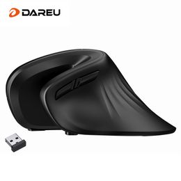 Mice DAREU Ergonomic Vertical Wireless Mouse 2.4Ghz Optical Skin 6 Buttons Comfortable Gaming Mice with Adjustable DPI For Computer 230831