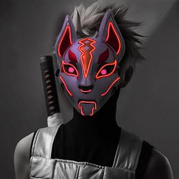 2021 Halloween Led Glowing Cold Light Glow Fox Cosplay Party Scary Mask Masquerade Cos Accessories Toys For Adult298T