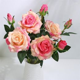 Decorative Flowers Single 50cm Real Touch Artificial Colorful Rose Flower Silk Peony For Wedding Party Marrige Decorations