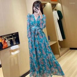 Casual Dresses Spring Summer Chic Party French Women High Waist Dress Dresse Retro Long Vintage Bohemian Clothing 2023