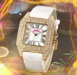 Lovers Square Roman Tank Zifferblatt Uhr Uhr Luxus Mode Kristall Diamanten Ring Fall Männer Frauen Quarz Batterie Super Damen Männliche Armbanduhr montre de luxe Geschenke