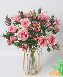 Decorative Flowers 1 Bouquet 5 Head Silk Roses Artificial Fake For Home Wedding Decor Indoor Valentine's Day Presents