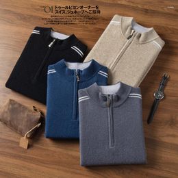 Men's Sweaters Goat Cashmere Clothing Half High Collar Pullover Autumn And Winter Standing Top Casual Knit Shirt Jacket