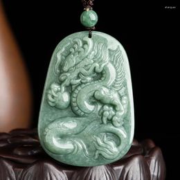 Pendant Necklaces Burmese Natural A Jade Dragon Amulet Carved Necklace Gift Certificate