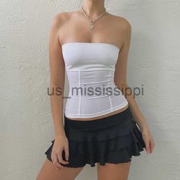 Other Health Beauty Items Combhasaki Y2K Strapless Corset Tops Summer White Off Shoulder Tanks Women Sleeveless Tube Top Sexy Skinny Fit Bustier Bandeau x0831