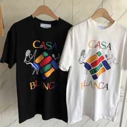 Men's T-Shirts 23SS Hip Hop Tennis Colourful Letters Casablanca T-Shirt Men Women 1 1 High Quality Tee Top Inside Tag Hentai T230831