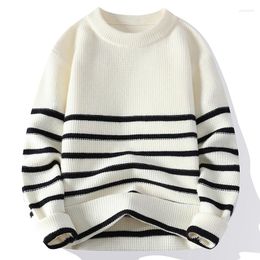 Men's Sweaters Striped Knitted Sweater For Men 2023 Autumn Winter Casual Wool Tops Fashion O-Neck Pullovers Slim