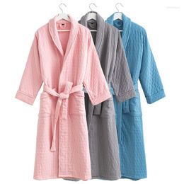 Women's Sleepwear El Bathrobe 6 Layer Cotton Yarn Sofe Water Absorption Pyjamas Nightgown Thickened Home Dressing Gown Long Kimono Skin Care