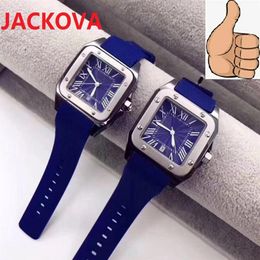 Mens Womens Square Roman Sports Wristwatch Quartz Movement Male Time Clock Watch rubber silicone belt watches Montre de Luxe Perfe233c